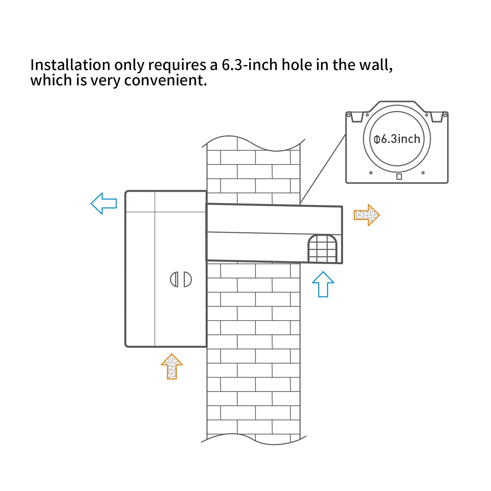 Air duct For Broad bidirectional wall mounted ERV fresh air ventilation machine FF100PRO