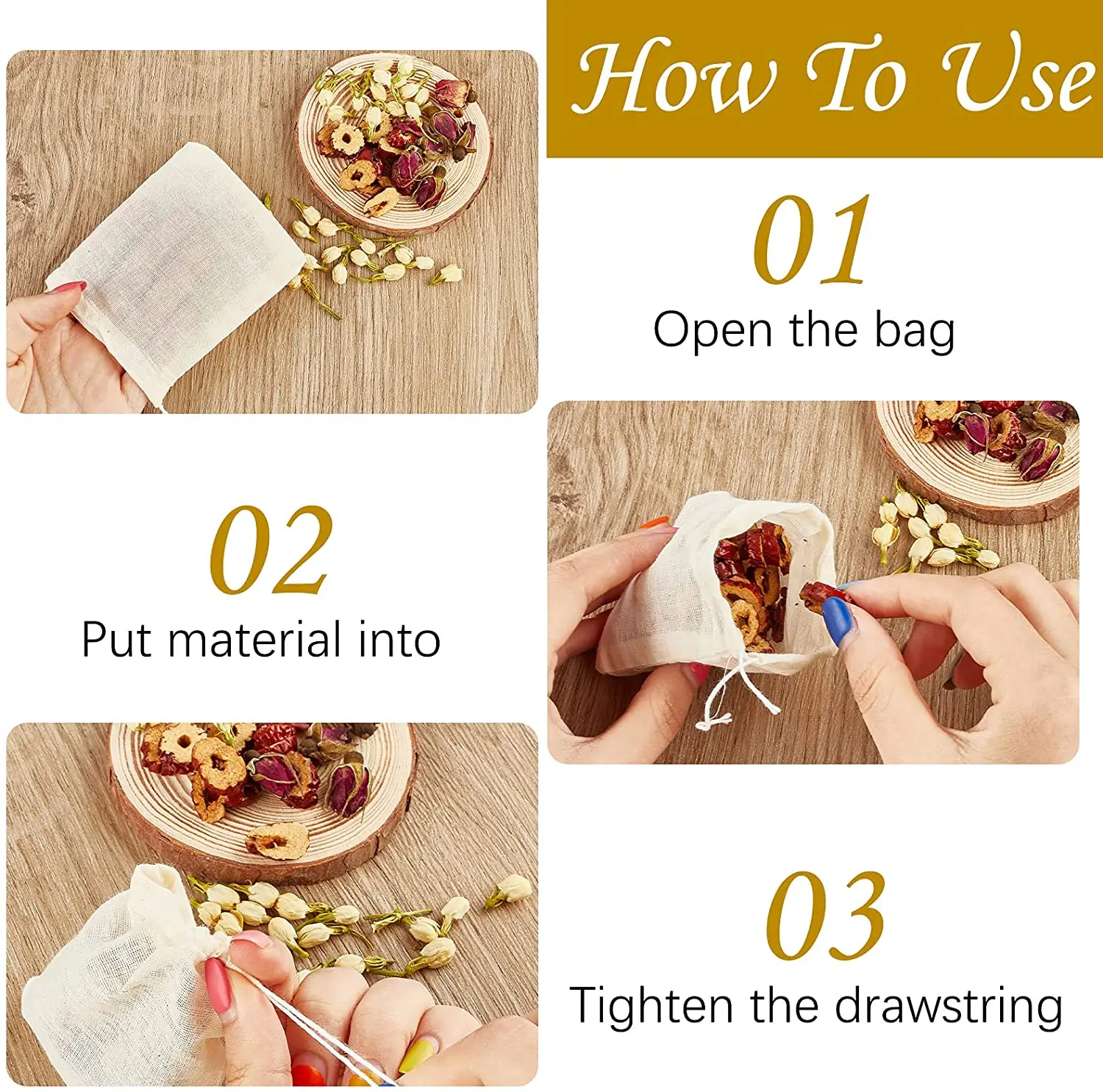 Organic Cheesecloth Nut Milk Bags, Reusable Unbleached filter bags for Herbs Juice Strainer