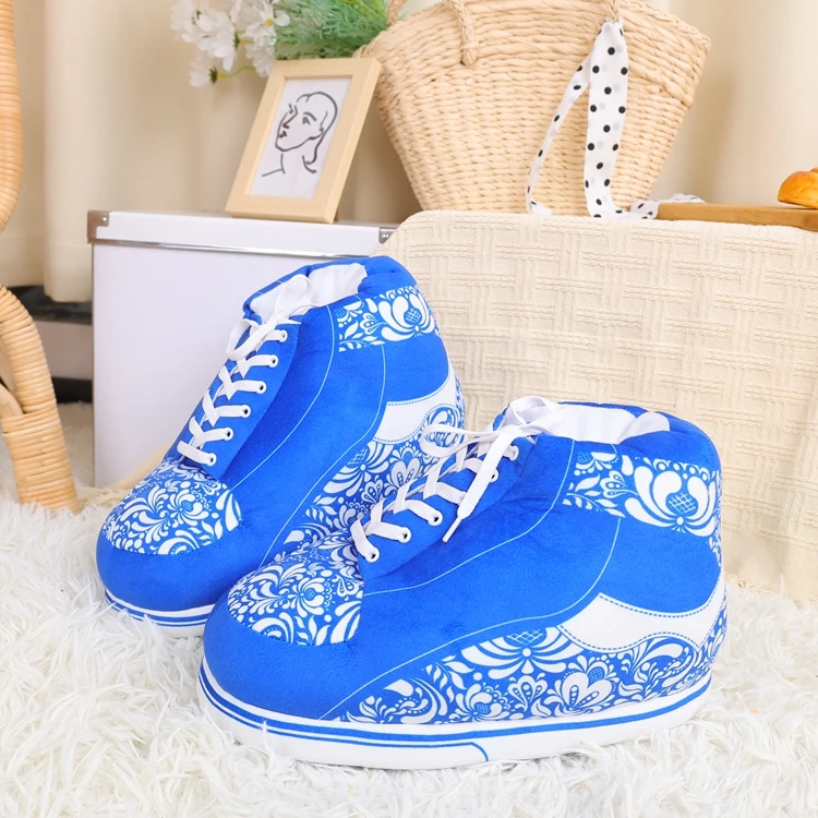 Wholesale custom winter warm super soft plush sneakers slippers house sneaker basketball slippers