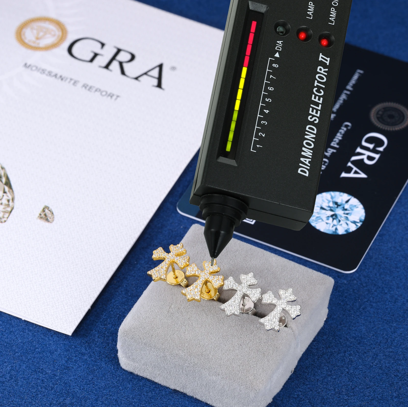 Fine Mens Christian Jewelry White Gold 925 Sterling Silver Vvs Moissanite Diamond Cross Stud Earrings For Party