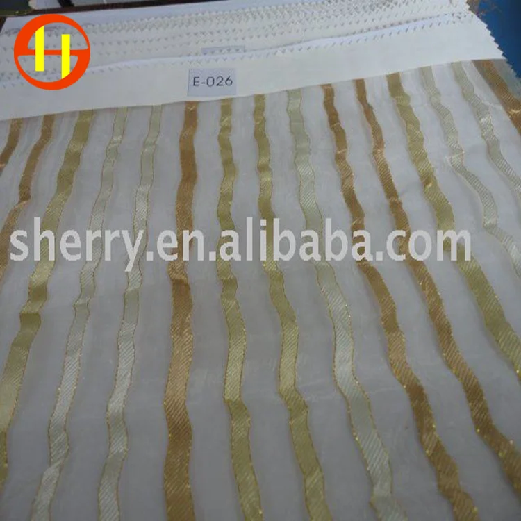 china suppliers-100%Polyester foil &Stripe beautiful Voile Curtain Polyester Curtain