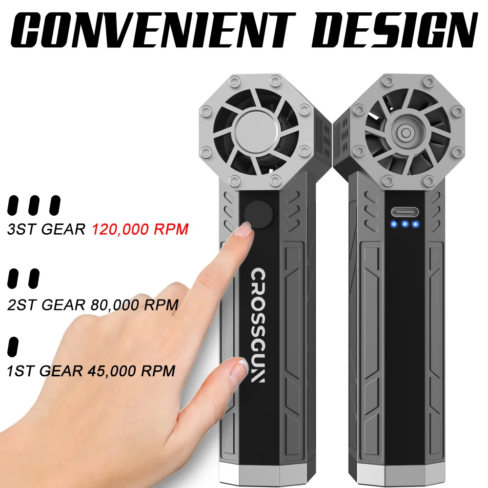 CROSSGUN 12000RPM High Speed Strong Mini Jet Turbo Fan Powerful Air Dust Blower Car Cleaner Dryer Portable Fan