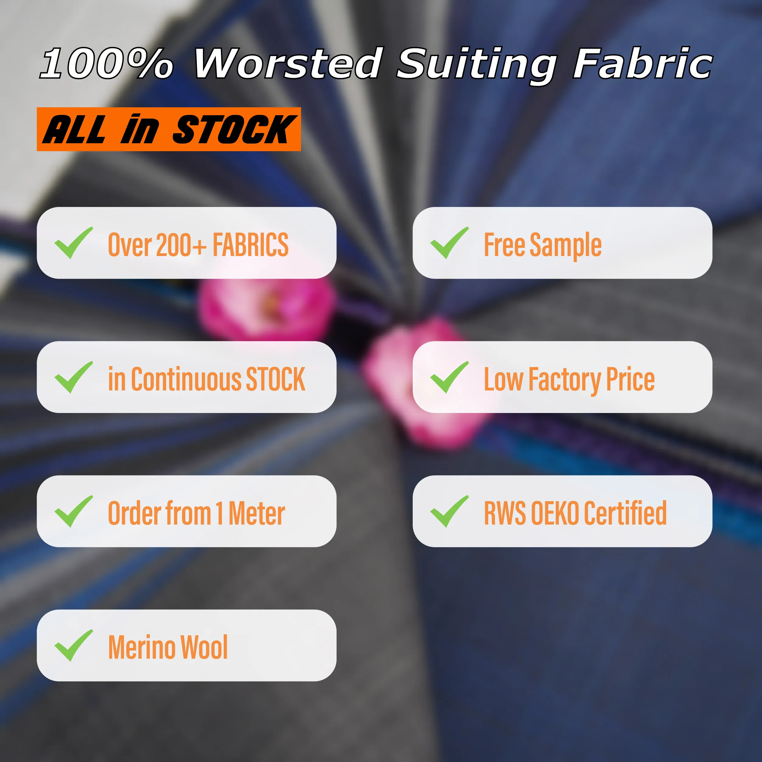 97%-Super Fine Organic Wool Worsted Merino Luxury Wool Italian Suit Fabric Suiting Fabric Sample Book