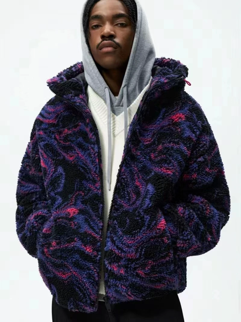 Custom Embroidery Men winter coat jacquard fleece jacket solid color fleece zip up jacket for unisex sharper fleece jacket