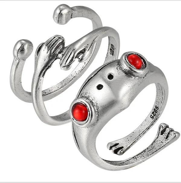 wholesale Unisex adjustable Animal Retro Statement Party Personality Finger Ring Vintage Frog Shape Ring set for Women Men