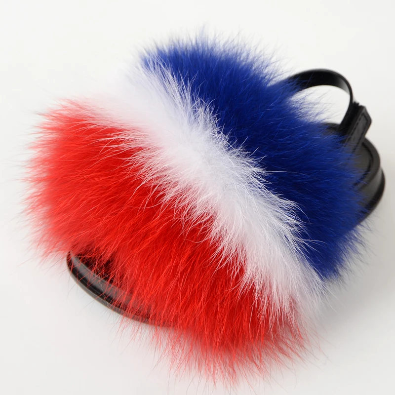 
Children Summer Shoes Furry Fashion Luxury Plush Outside Fluffy Fur Slides Kids Sandals Slippers With Strap 
