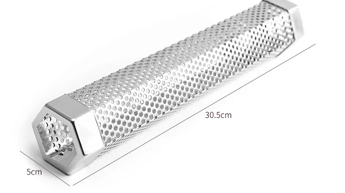 Hexagon shape 12 inch 304 cold smoker generator bbq grill mesh tray basket stainless steel wood pellet smoker
