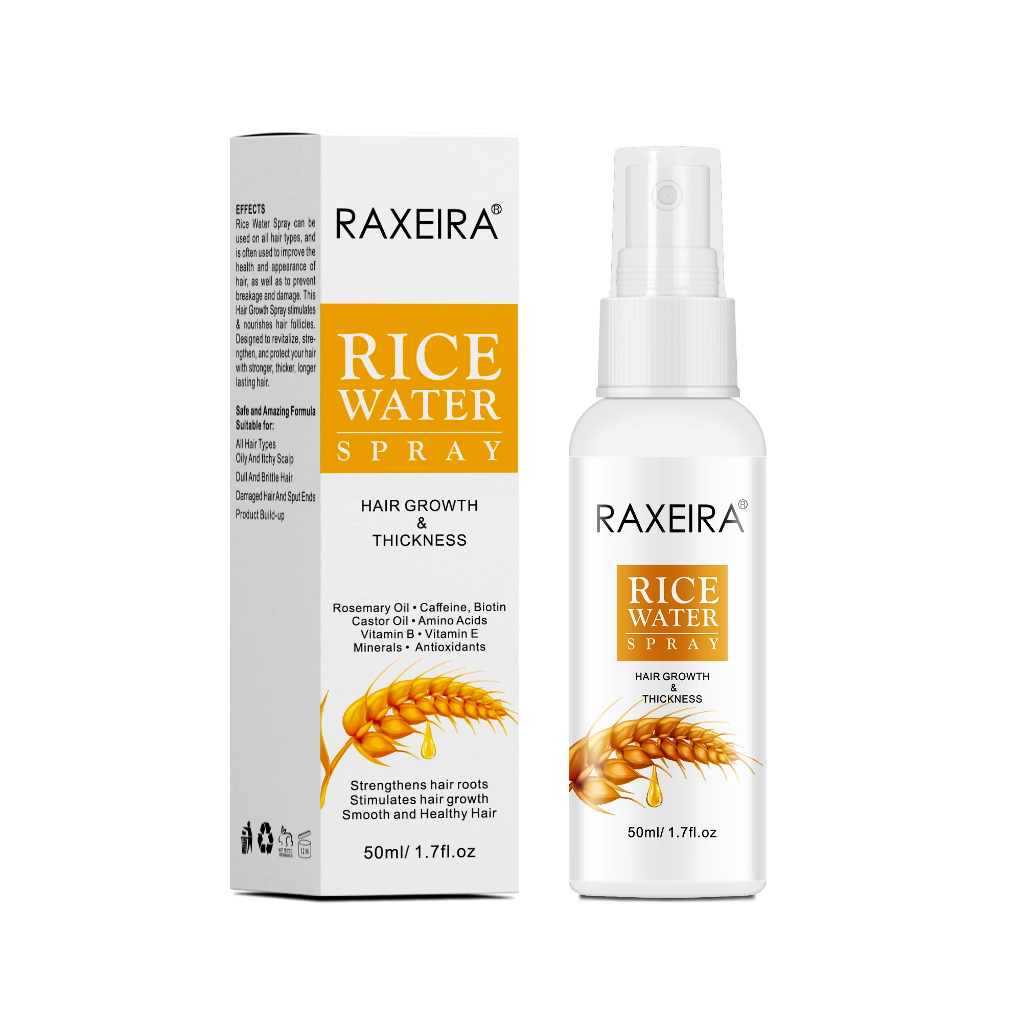 Private Label Organic Growth Repair Anti Hair Loss Biotin Rice Water Hair Growth Spray For Hair Growth Serum