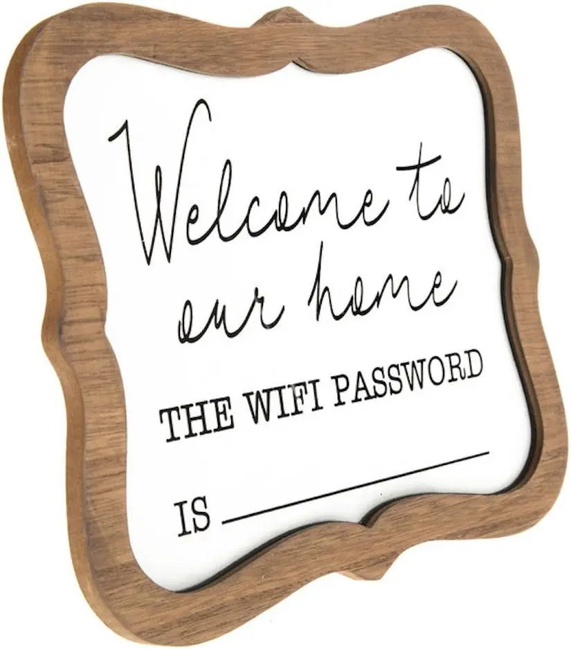 Welcome Wifi Password Wood Sign Decor Tabletop Custom Standing Sign Wood Rustic Custom Decorative Word Sign