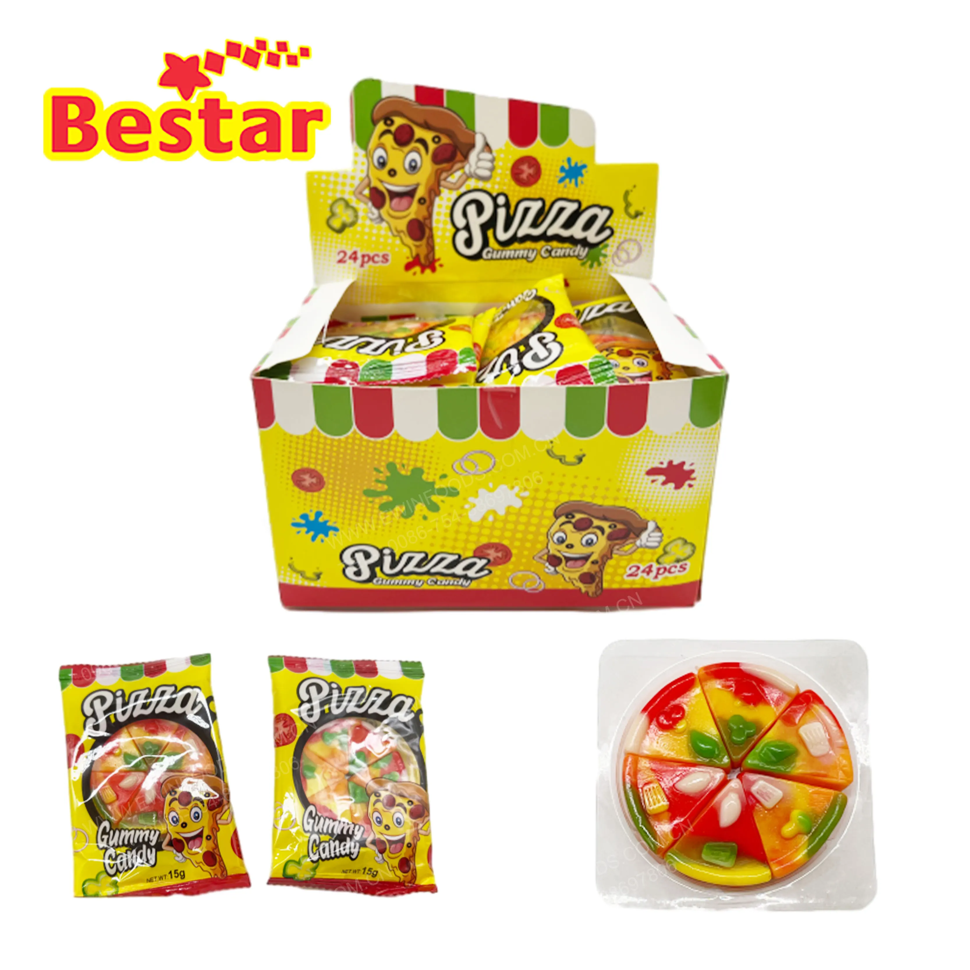 OEM Candy manufacturers Hot Selling Shandong Certificate Halal Pizza Soft Candy Fruit Flavor Pizza Gummy Candy For Wholesale