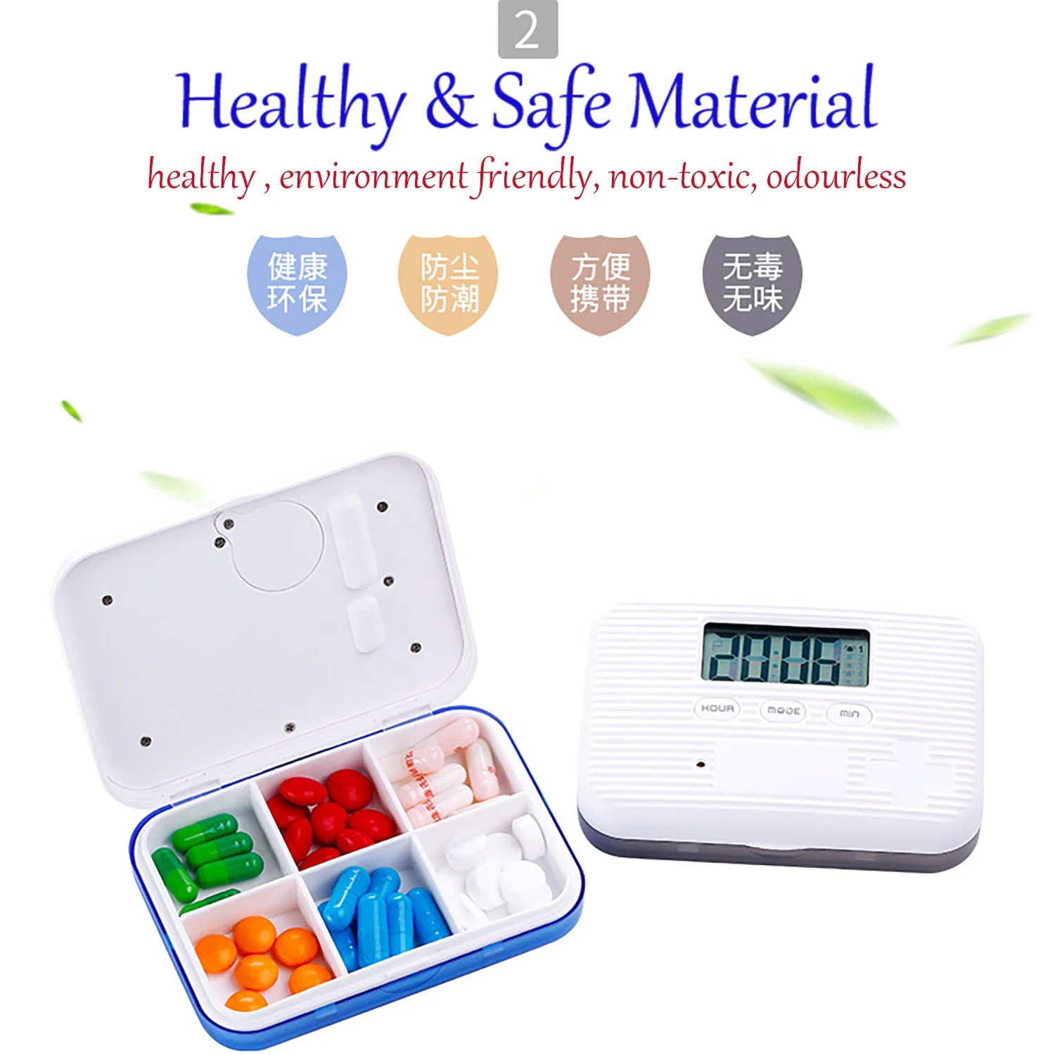 LCD Digital Pill Box Timer with Electric Alarm Mini Weekly Pill case Organizer Medicine Pill Box case