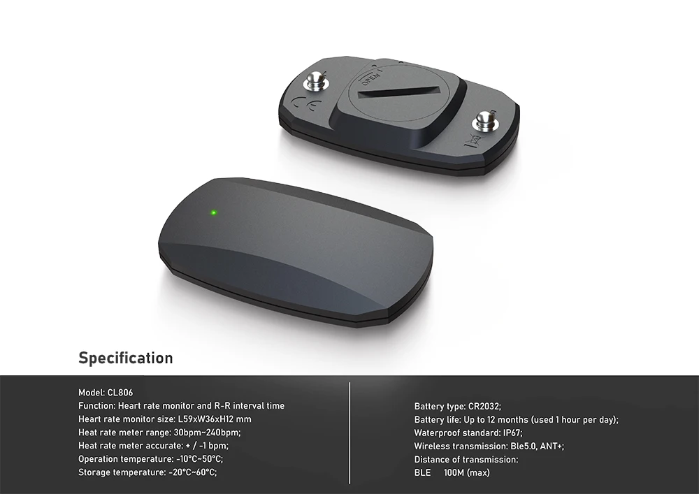  Монитор сердечного ритма Chileaf CL806 нагрудный ремень ANT BLE IP67 водонепроницаемый датчик HR для групповых тренировок