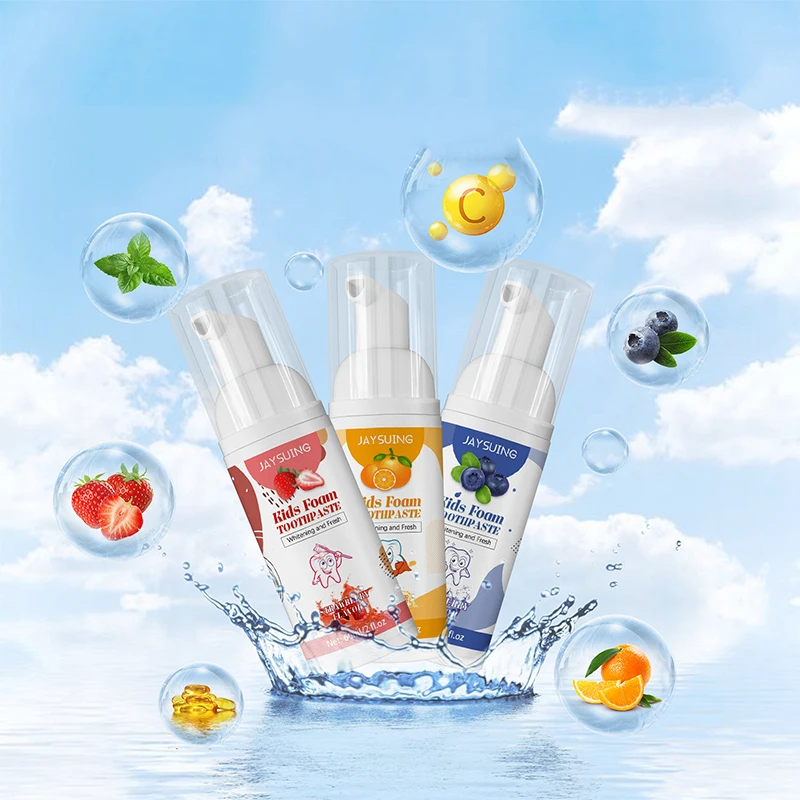 Wholesale Fruit Flavor Children Baby Tooth Paste Anticavity Teeth Whitening Kids Foam Mousse Toothpaste