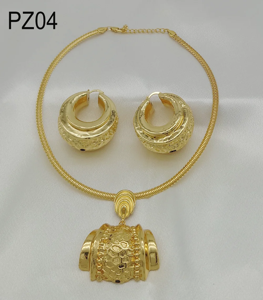 New Design fashion Jewelry Sets for Women  Gold Plated earrings with perdant Dubai Jewelry African Bridal