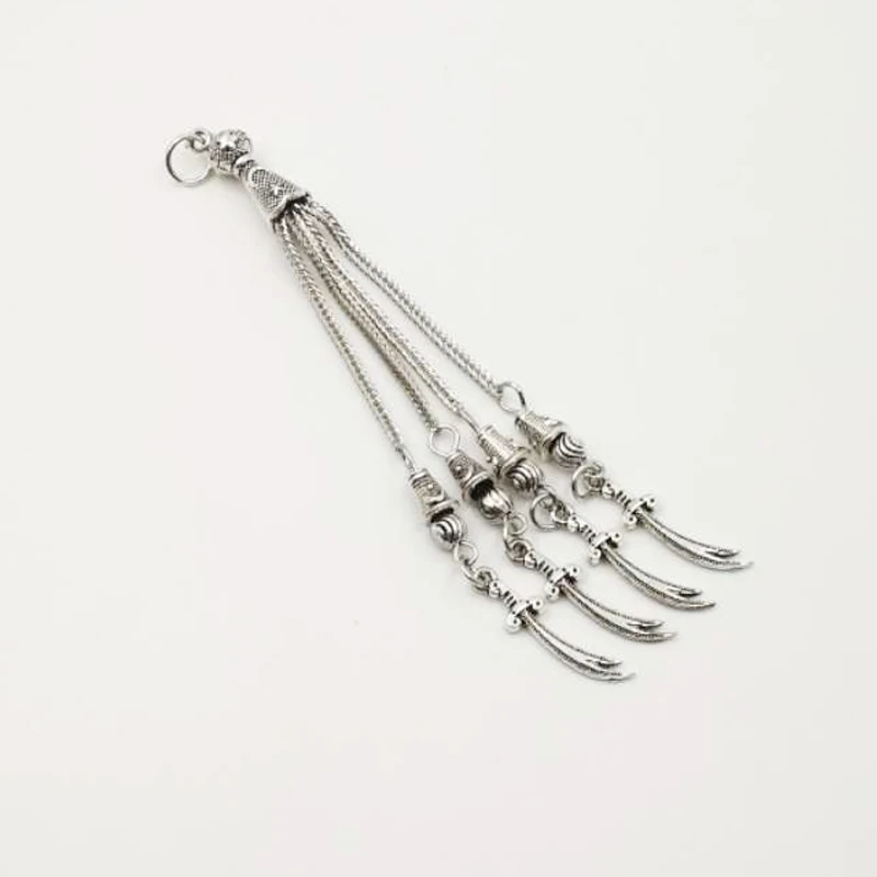 
Популярный Стиль Matel Tasbih кисточки Исламская мисбаха четыре ножа Серебряный цвет мусульманские четки кисточки четки подвеска 