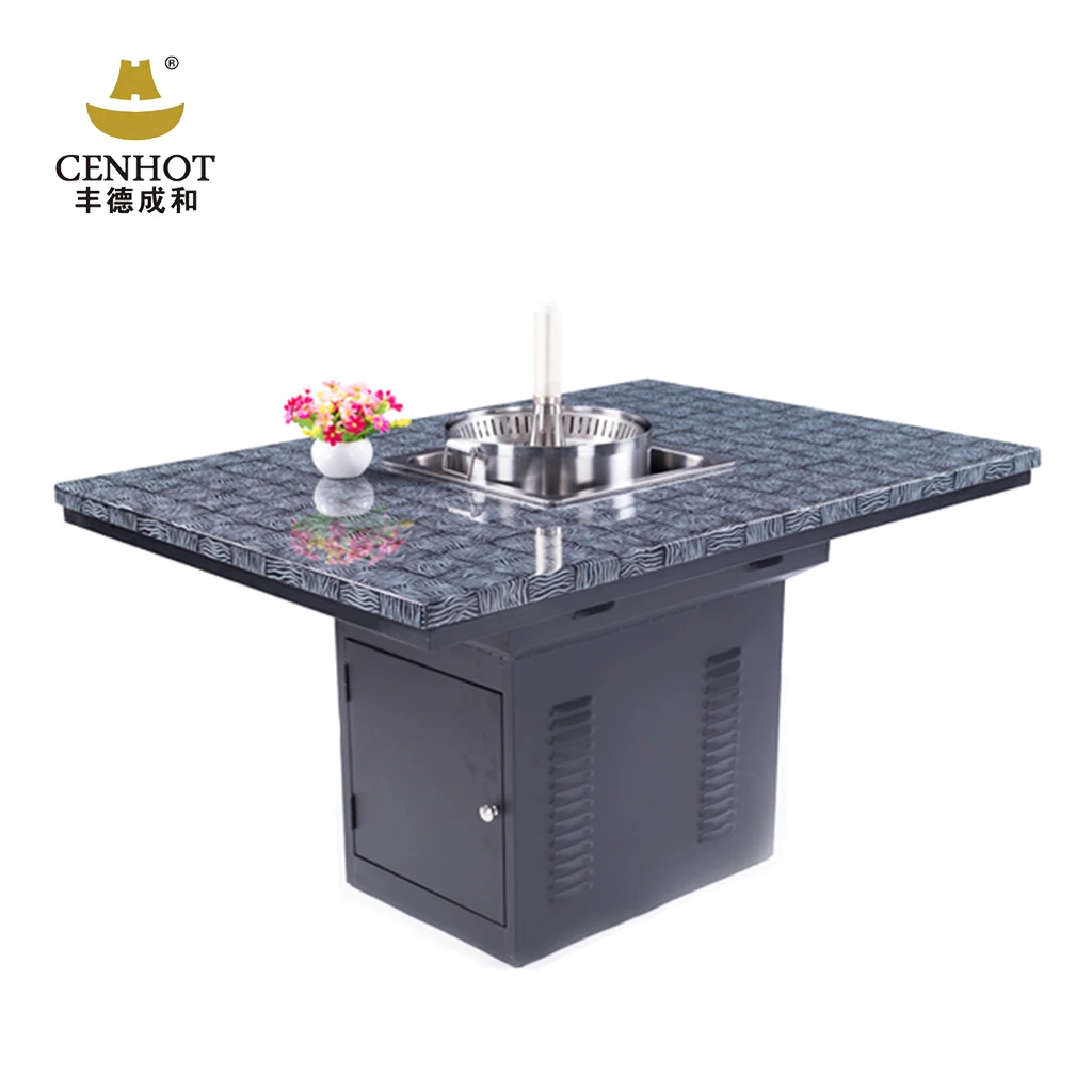 Cenhot Traditional Stone Table Korean BBQ Grill And Hot Pot Cooker Built-In Restaurant