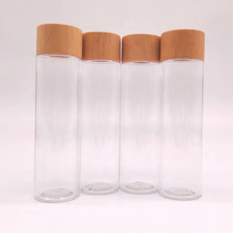 New Design Cosmetic Wooden Cap Special PET Bottle with Seal