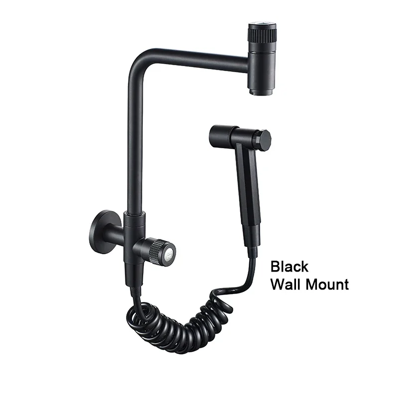 Wall Or Deck Mount Cold Water Kitchen Faucet Rotate Bathroom Tap Pot 304 Stainless Steel Out Door Faucet