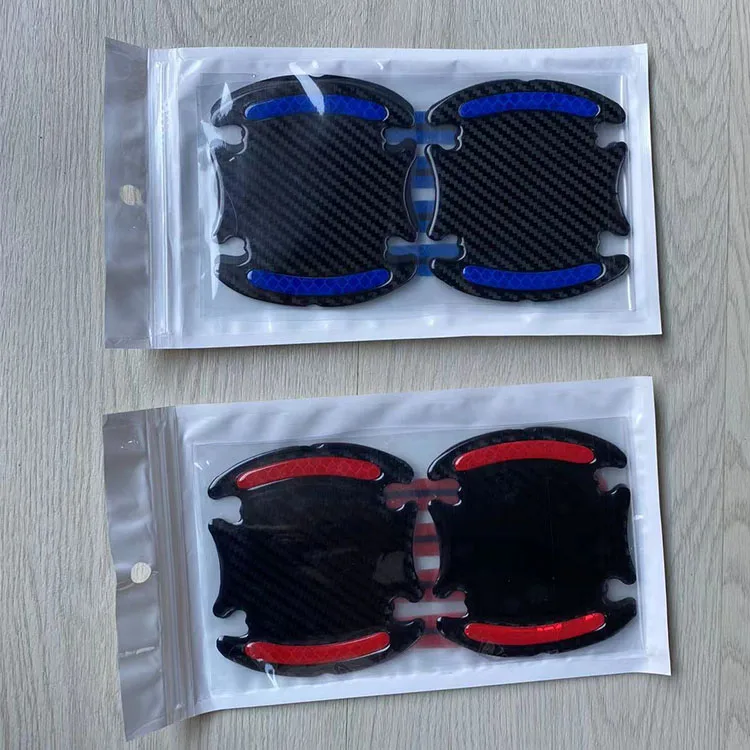 8pcs Car Door Handle Sticker Warning Mark Tape Reflective Safety Light Reflector Strip Anti-collision Decals