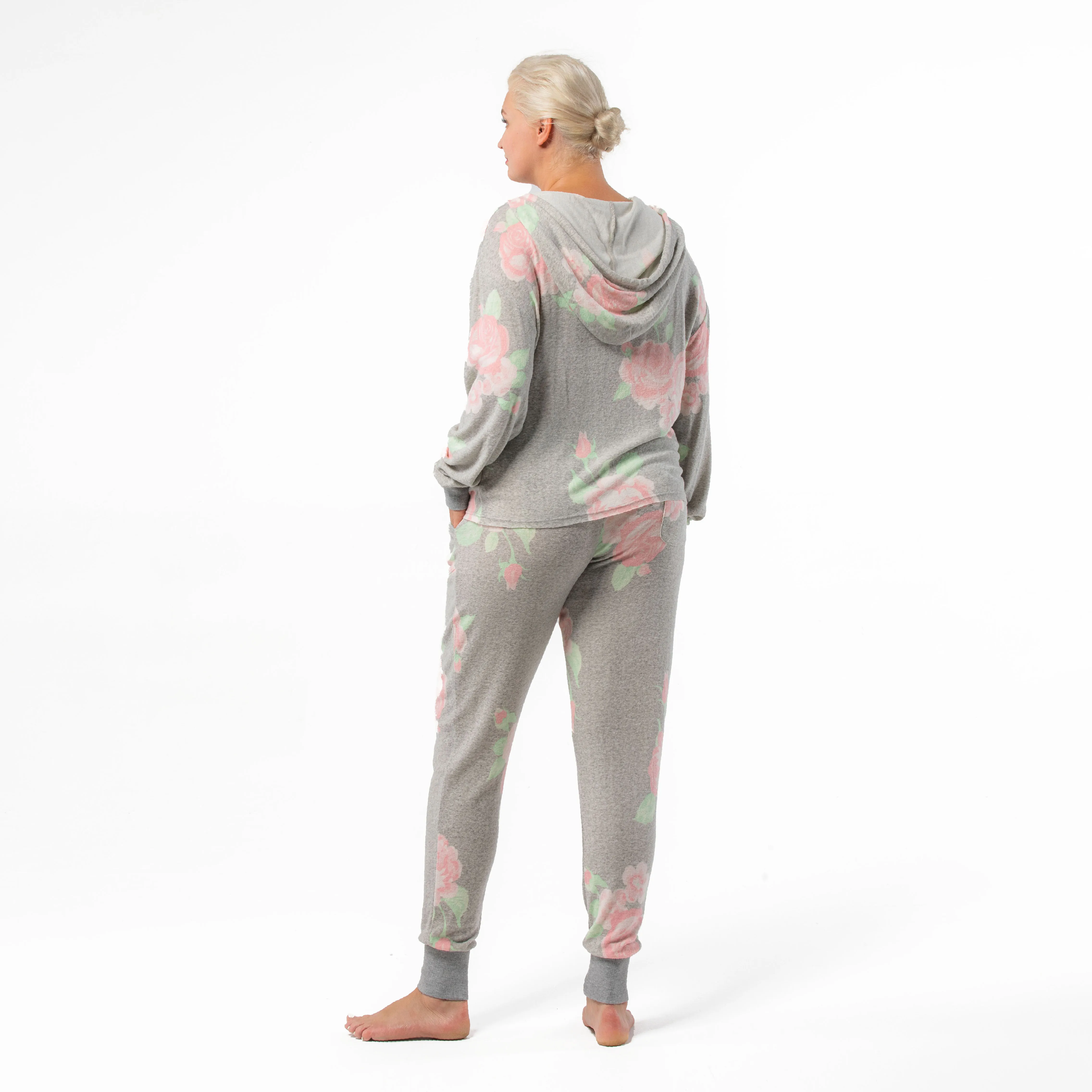 
2021 Hot sale women pijamas set para damas Floral printing grey costum color termicas pajamas set terno woman summer spring soft 