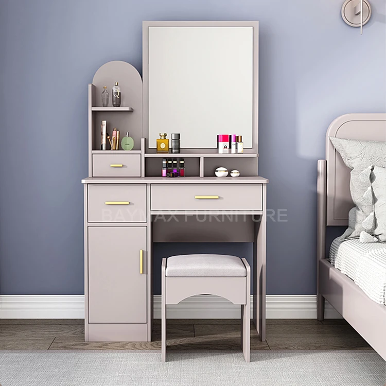 Modern simple bedroom dressing table chair makeup vanity table with mirror