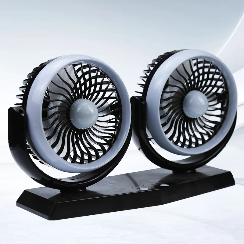 Double head adjustable USB 360 degree rotating 5v fragrance car cooling fan for cars, trucks, yachts, household