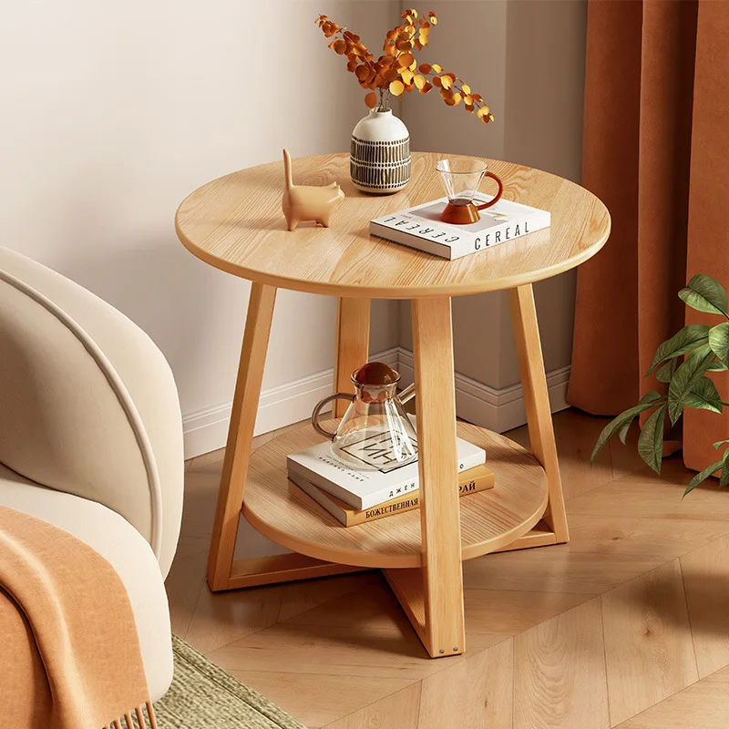 Modern Round Wood Coffee Table - Perfect for Smart Living Room, Coffee Shop