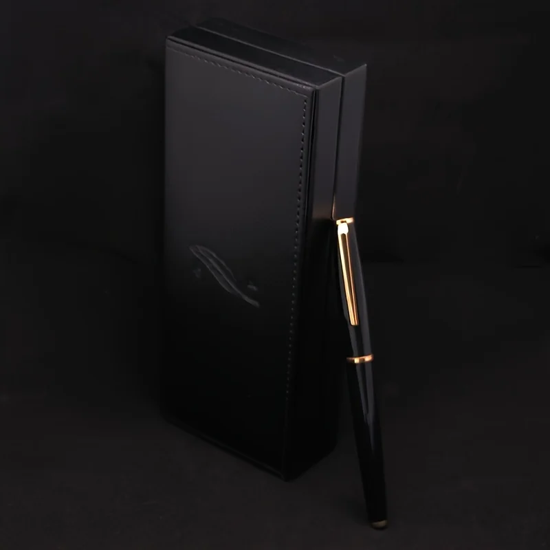 [Customized products] Unique Design Elegance Fountain Pen for Journaling  Fine Nib Black Pen,,6 Ink (Black/BLue) Cartridges