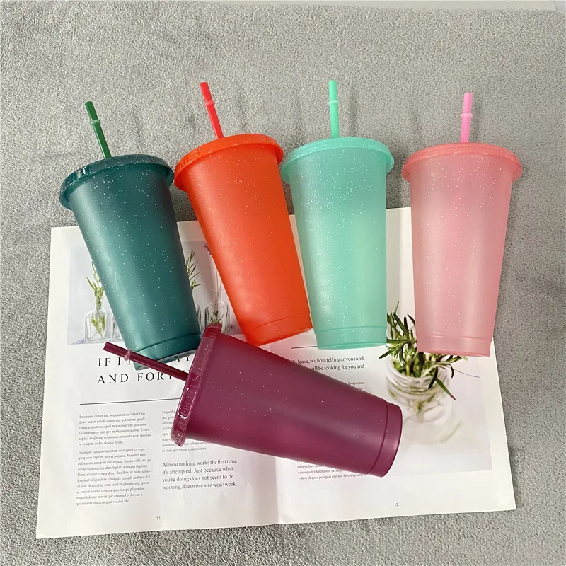 Best Gifts Glitter 24 Ounces Tumbler 16oz 480ml 700ml Reusable Ice Cold Drink Cup 24oz Summer Cups with Lids and Straws