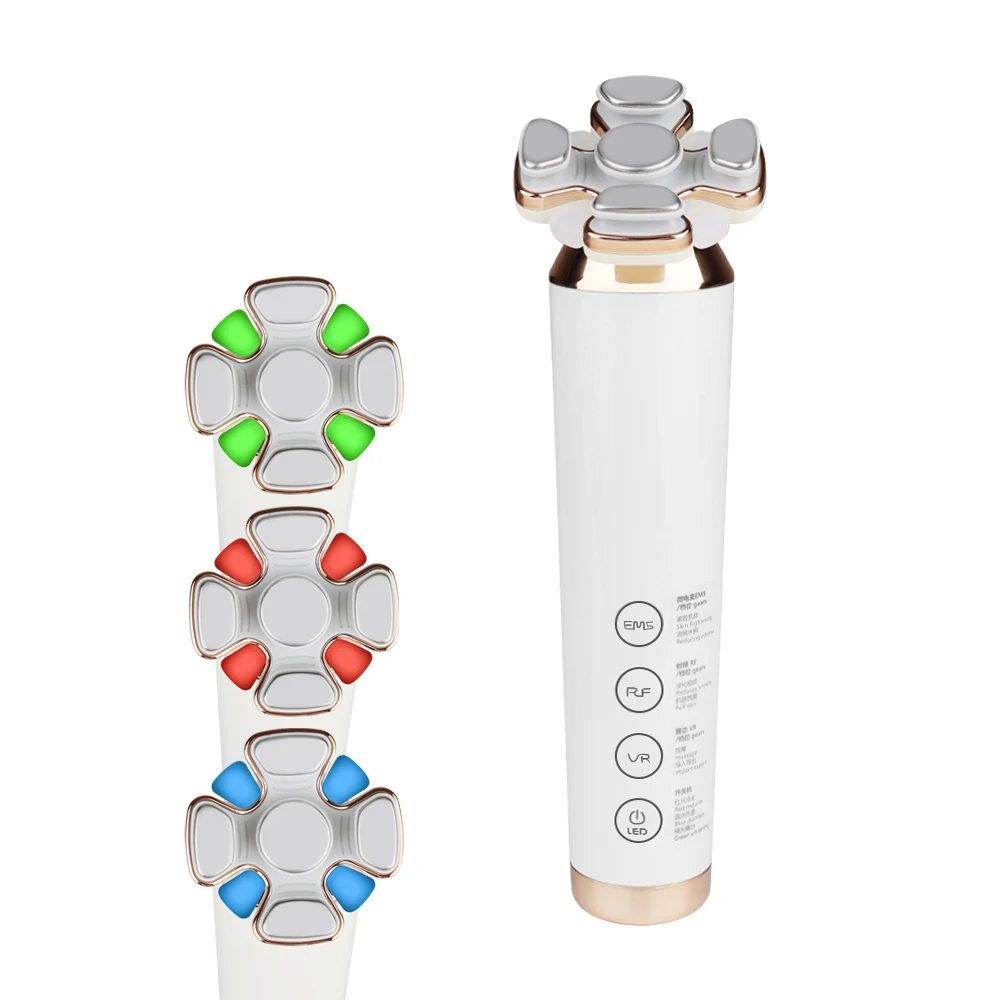 Synogal newly launch RF EMS LED light vibration 4 in 1 anti aging moveable massage tips neck face lifting beauty device