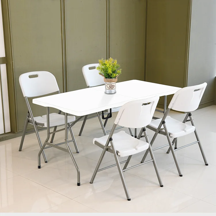White 6ft plastic folding table for event wedding barbecue/outdoor leisure