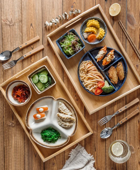 Modern Ceramic Divided Plate 8.5 inch Decorative Ceramic Appetizer 3 -Compartment Serving Platter Tray Dessert Serving Plates