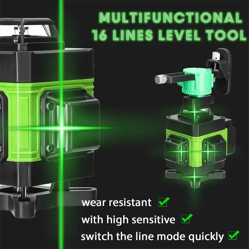 360 Self Leveling Rotary Green Laser Levels 4D Line Laser Level Cross Line Laser Surveying Measuring Tools