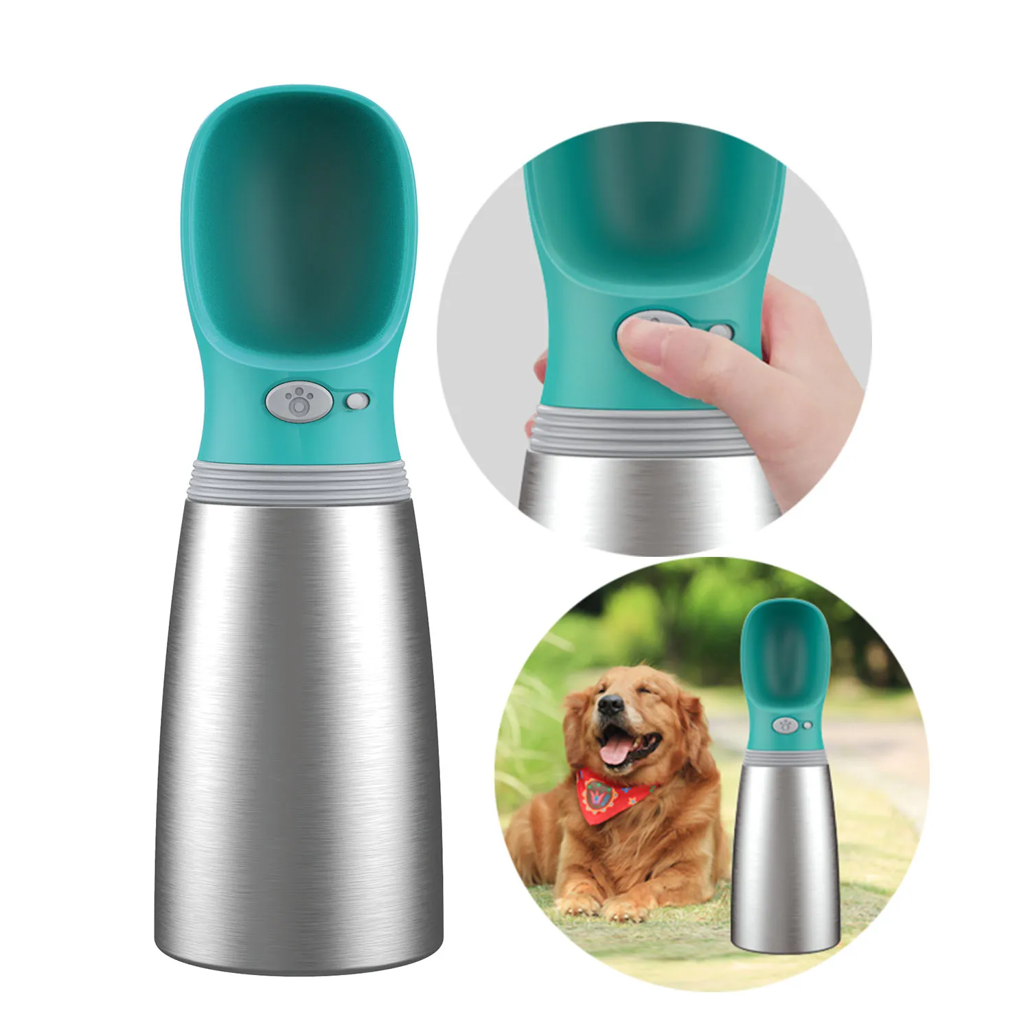 2024 new design own patent custom portable travel use stainless steel dog water bottle pet