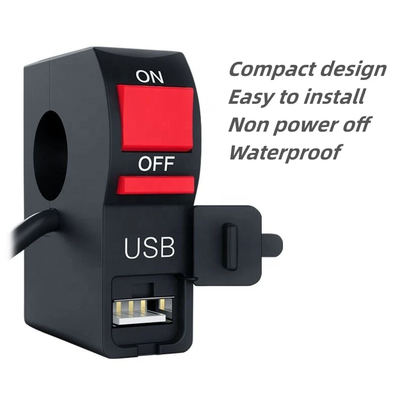 Универсальный мотоциклетный выключатель ВКЛ./ВЫКЛ. Usb переключатель С мотоциклетным рулем Зарядное устройство для мобильного