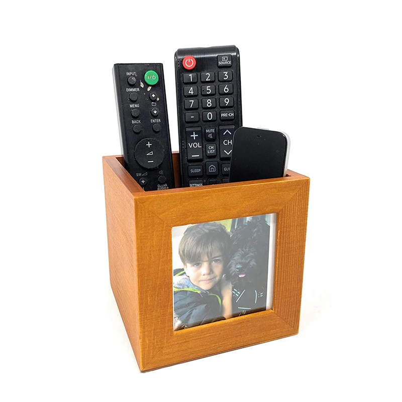 wholesale Photo Frame wood Pencil Cup children wooden pen holder stand Desktop Storage Pen Holder
