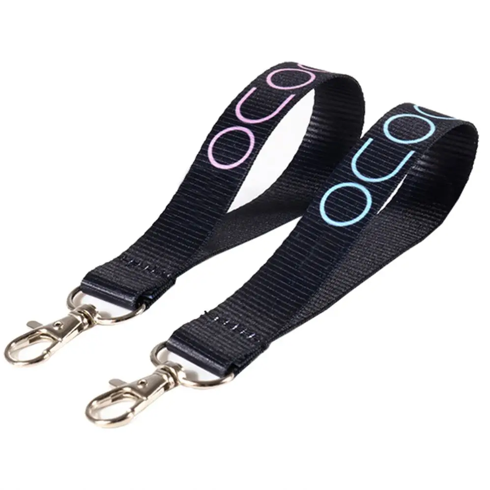 Custom silicone nylon woven sublimation wristband hand wrist keychain short lanyard key chain