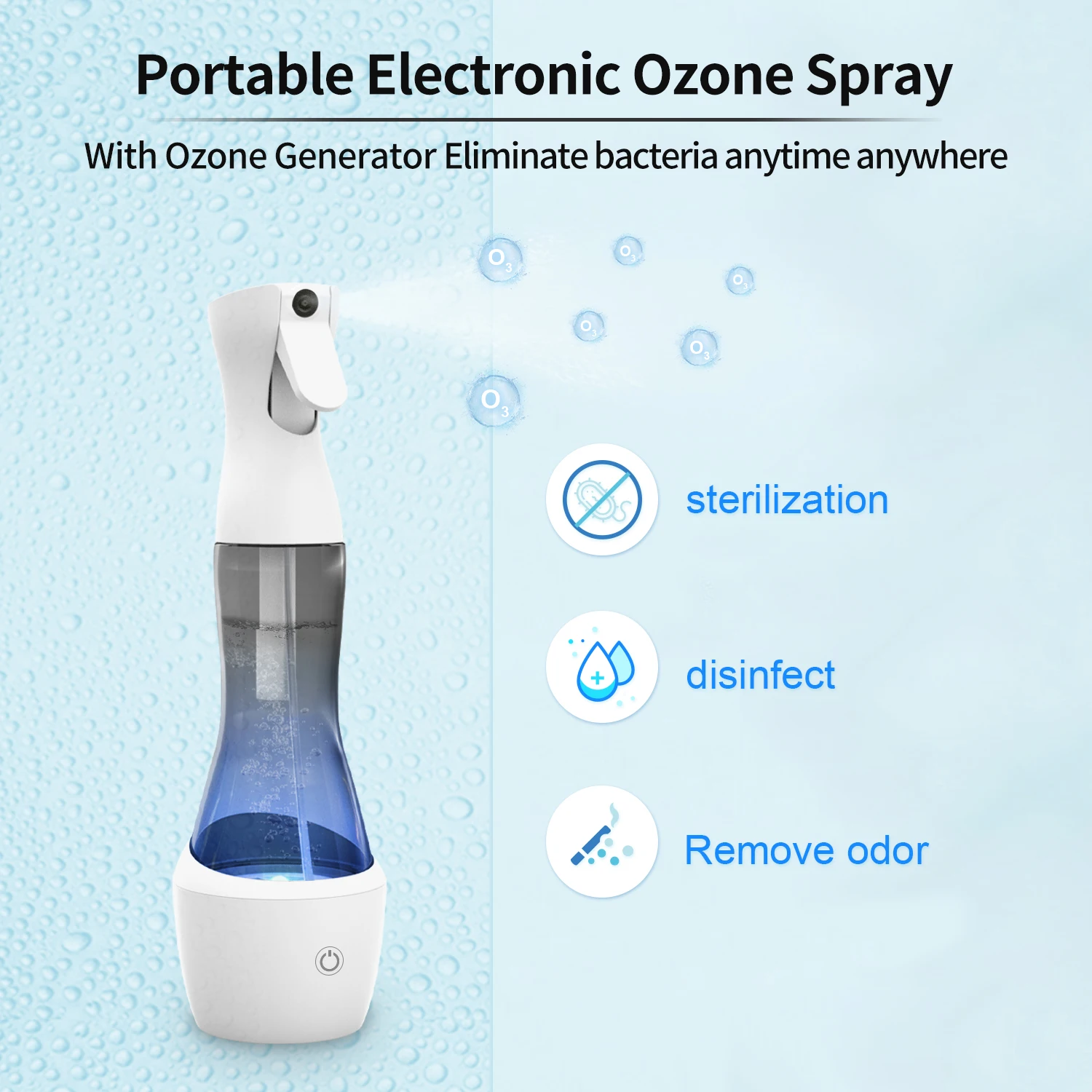 2024 Hot Sale Wireless Ozone Spray Remove Bacterial Portable Ozone Machine Water