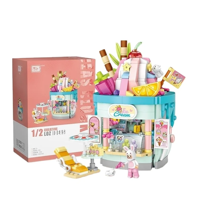 1745 small particle mini building block food ice cream shop assembly puzzle toy building block toys