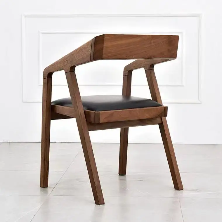 Nordic Wooden Dining Chair Armless Upholstered Dining Room Chairs With Pu Leather Cushion for Hotel restaurant wooden chair