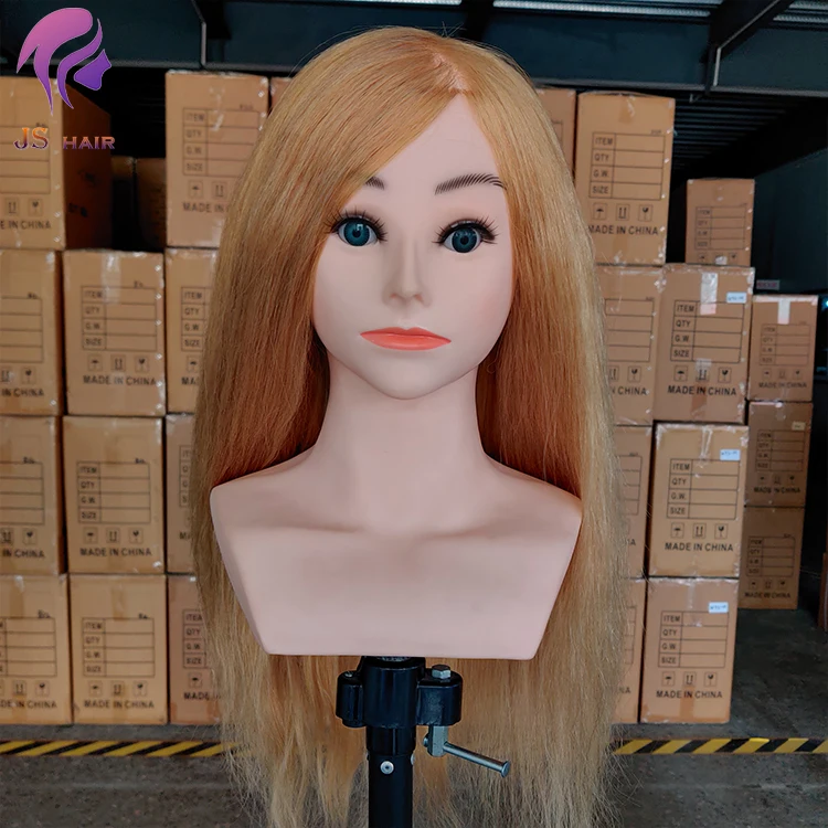 Wholesale female long hair training head Mannequin manikin teach doll with real natural Hair black brown blonde color available