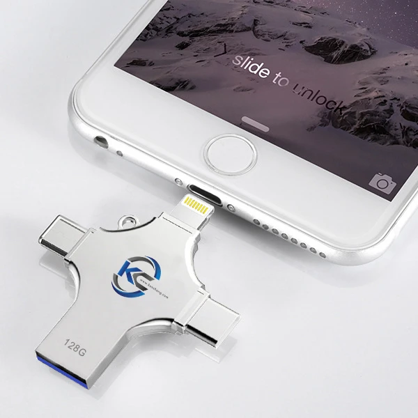 USB-флеш-накопитель 4 в 1, 3,0 дюйма, с логотипом на заказ, от 8 до 128 ГБ