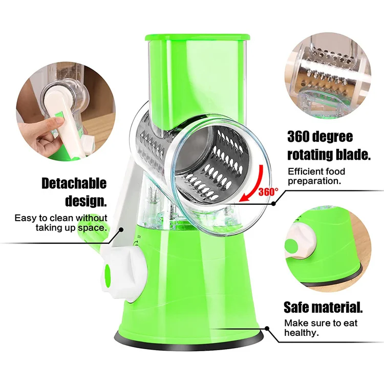 Vegetable Slicer Manual Kitchen Grater Vegetable Chopper 3 in 1 Round Mandolin Cutter Potato Spiralizer Household Gadgets