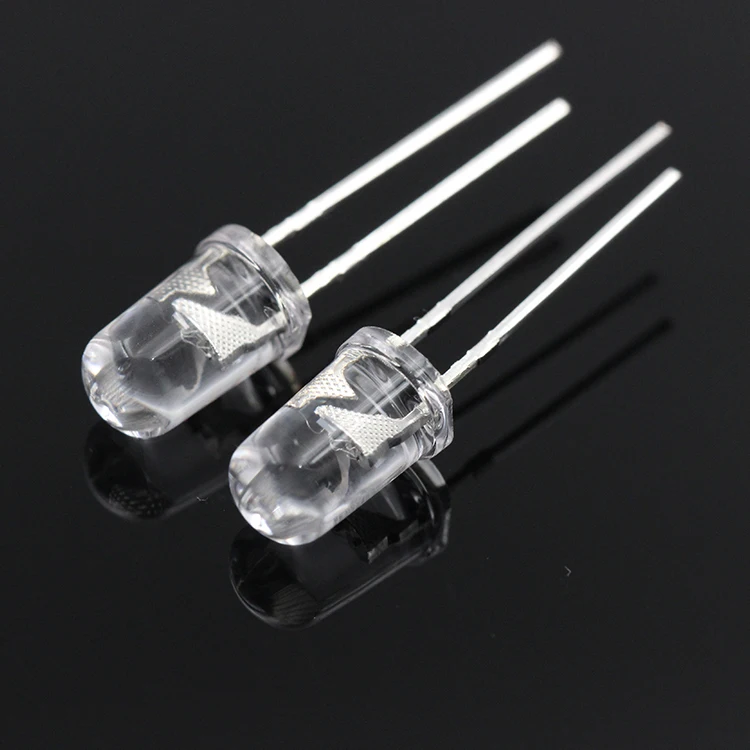 5 мм круглая головка прозрачная Одиночная вспышка красная желтая синяя зеленая Белая светодиодная прямая подсветка