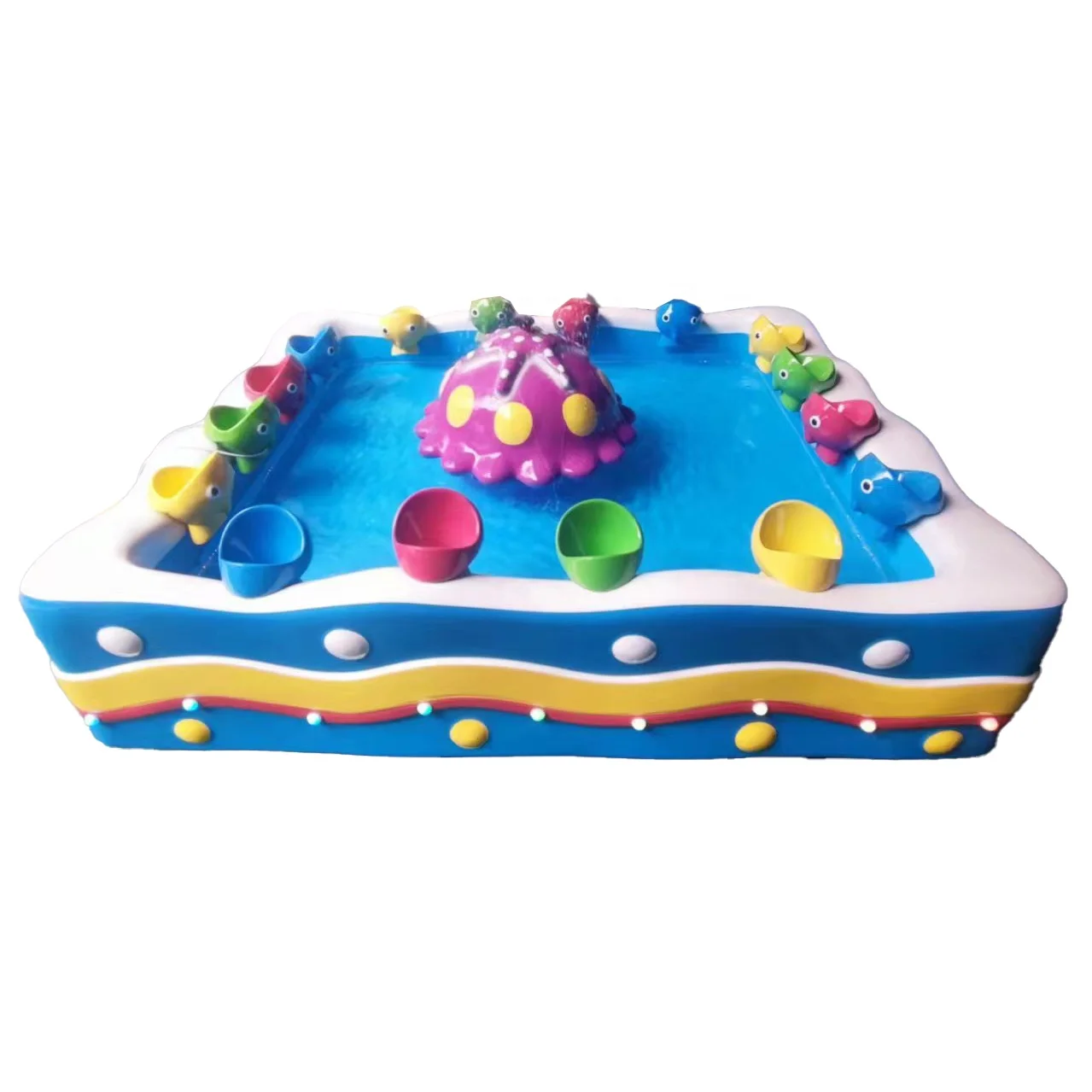 Kids Play Fish Game Machine Music Jellyfish Fiberglass Fish Ponds Toy Fishing Pond For Children Amusement Park Outdoor