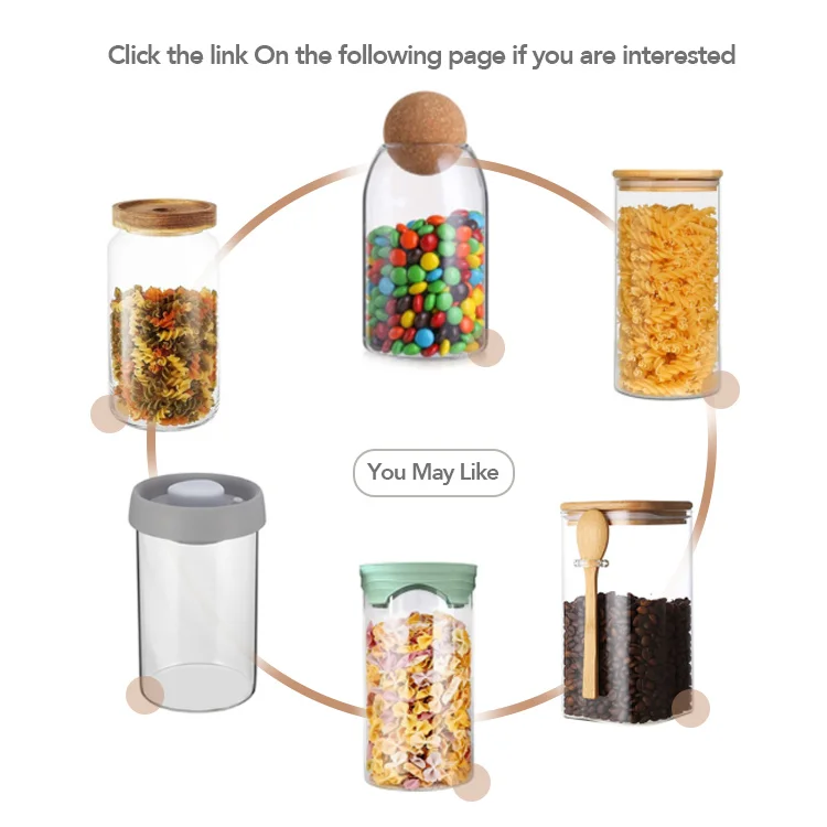 IKOO Modern Design High Borosilicate glass Jar with wood lid food