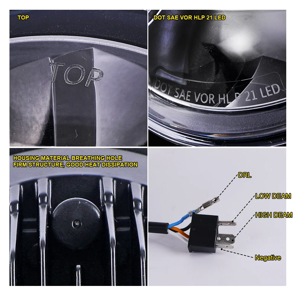 New Arrive Farol De Motocicleta De 7 Polegadas High Low Beam Drl Fanale Moto Osram Led Chips Faro Moto For Harley For Jeep