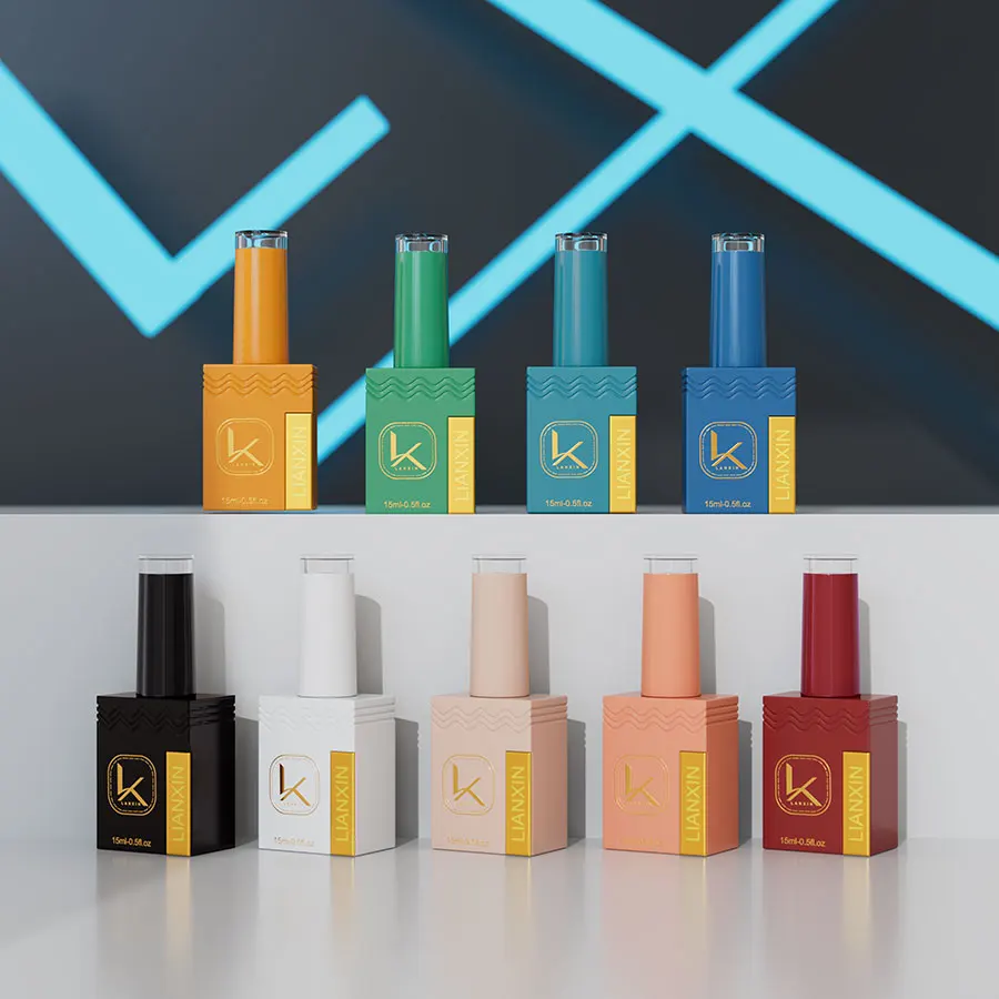 New Design Custom Logo Luxury Glass Empty Gel Nail Polish Bottle With Brush