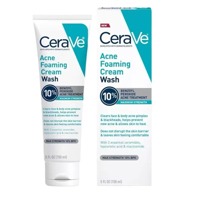 Cera Ve 150ML 4% Benzoyl Peroxide Face Deep Cleansing Acne Foaming Cream Cleanser