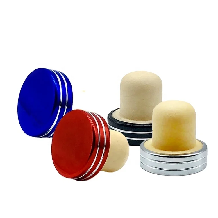 Wholesale Custom Colorful Synthetic Cork Stopper Glass Bottles Metal Aluminum Cork Wine Bottles Customized Logo Bottles Caps